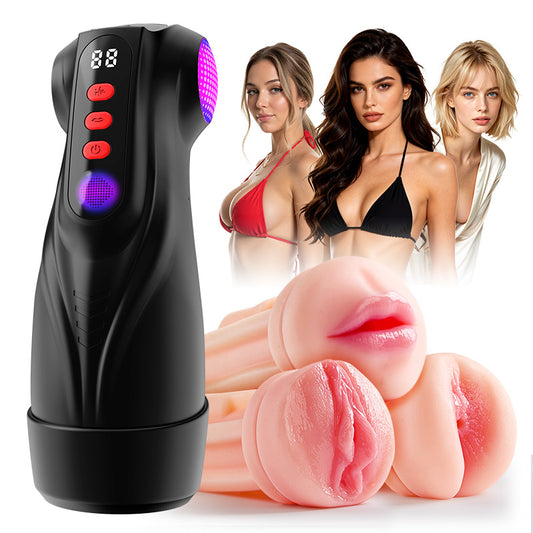 【Flitsverkoop: 30% KORTING】Daphne - Penis Pomp met 3 verwisselbare sleeves, Pocket Pussy, 9 Zuig- & 9 Vibratiemodi, Mannelijke Masturbator