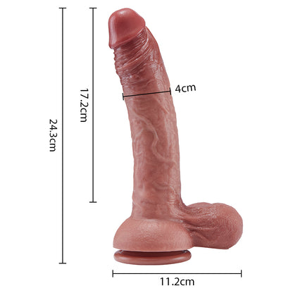 Zachte siliconen dildo met ei, 24 cm