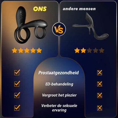 【Nieuw! 】Warren - 10 Rotaties + 10 Vibraties Premium Dual-Ring Cockring