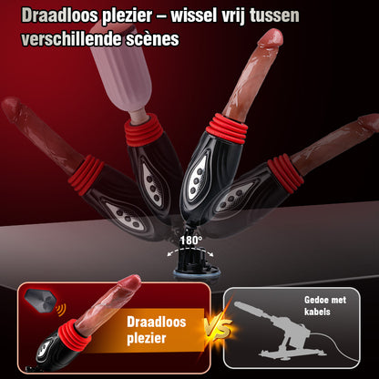 Stella - 2-in-1 stotende verwarmende seksspeelgoedmachine voor koppels met afstandsbediening