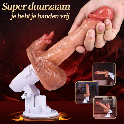 Acmejoy - Sex Machine 90° Automatisch Verstelbare 8 Stuwende & Trillende & Likkende Dildo's Vibrator
