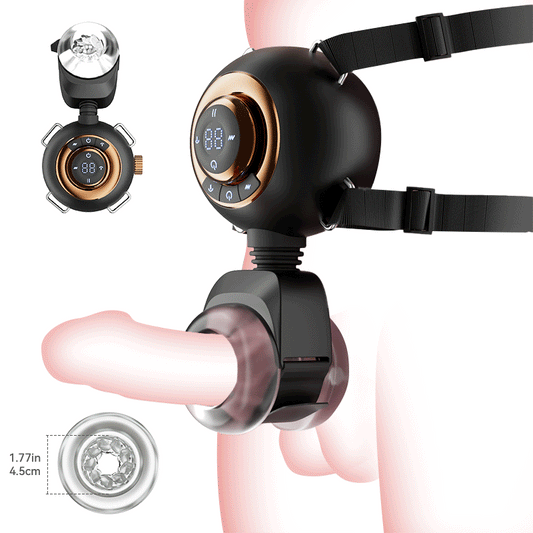 【Flitsverkoop: 30% KORTING】Hazel - Draagbare mannelijke masturbator 3-in-1 met siliconen huls, 9 standen voor stoten, draaien en vibreren