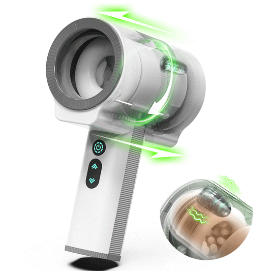 Raiden - Dubbele kop 7 trillingen 5 telescopische rotatie in de hand te houden pijpbeurt masturbatie-apparaat