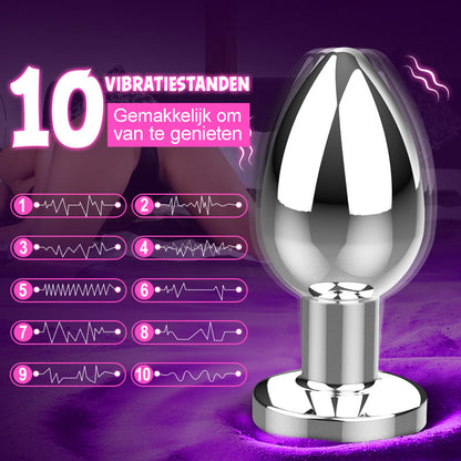 Anale vibrator met metalen behuizing en 10 vibratiestanden voor zowel mannen als vrouwen