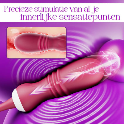 Elowen - Grote mond met tonglikken voor stimulatie van clitoris en tepels, stotende vibrator voor de G-spot.