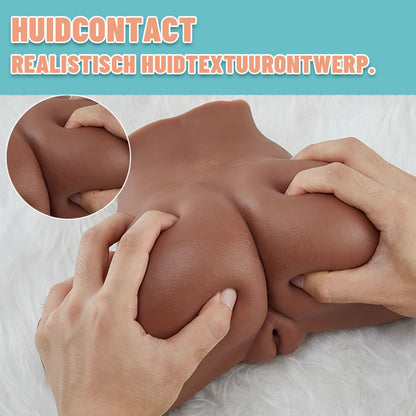 OYA Realistische Verleidelijke Sekspop met Dubbele Doorgang in Bruin