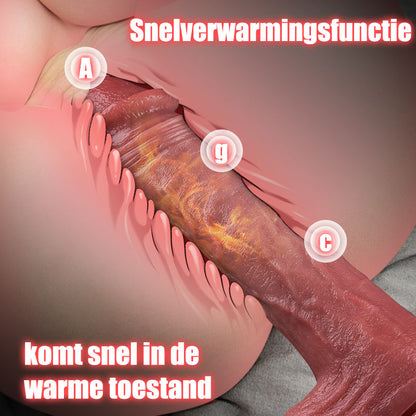 【NEW】Jazz——9-frequentie vibratie + 3-frequentie telescopische dildo, super-gesimuleerde eikel en testikels, verwarmbaar