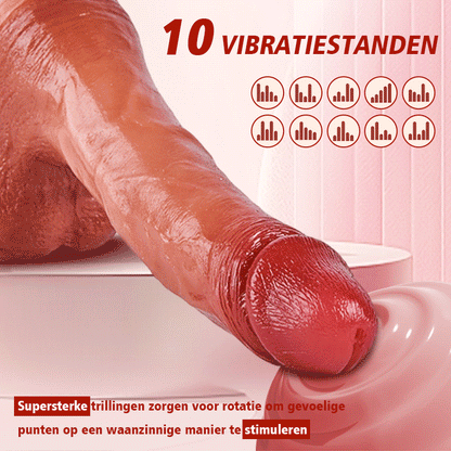 Injectie-Realistische penis met gesimuleerde ejaculatie, 10-frequentie vibratiefunctie, met zuignap