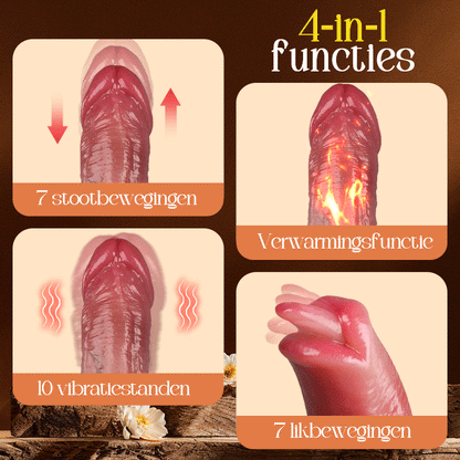 LickMax - UPGRADED 26,5 cm Langere Likkende Verwarmende Stootende Schommelende Levensechte Dildo