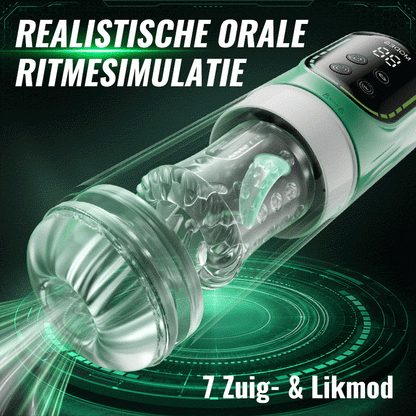 Heaven - 5-in-1 Automatische Masturbator Roterend Stotend Zuigend Vibrerend Likken Stroker