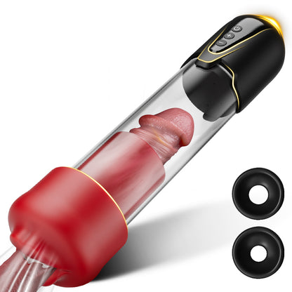 Red Fury Armour – 9-niveaus Suction Tech Penispomp met rode mond en getextureerde tunnel