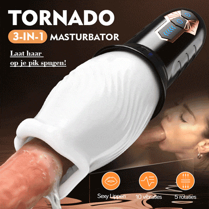 TORNADO 2 IN 1 Blowjob Cup Masturbator 5 Rotatie 10 Vibratie Acmejoy