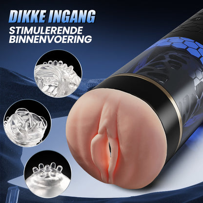 Bluesea 6 Bi-Directionele Duwende Rotatie Masturbator Met Zuigbasis