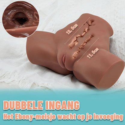OYA Realistische Verleidelijke Sekspop met Dubbele Doorgang in Bruin