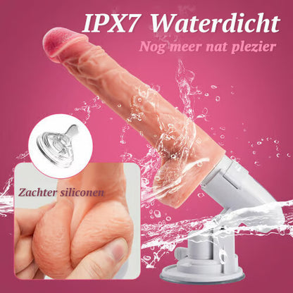 Stretch Lover Dildo 8 Telescopische Roterende Vibraties en Verwarmende