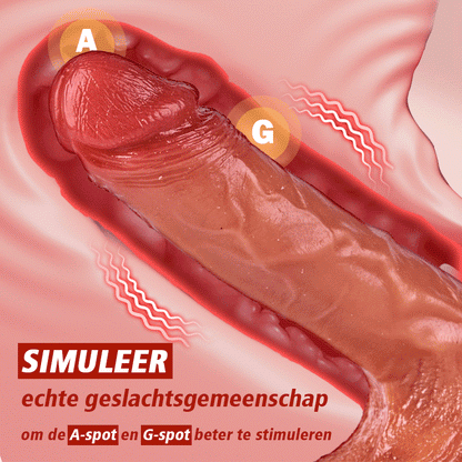 Injectie-Realistische penis met gesimuleerde ejaculatie, 10-frequentie vibratiefunctie, met zuignap