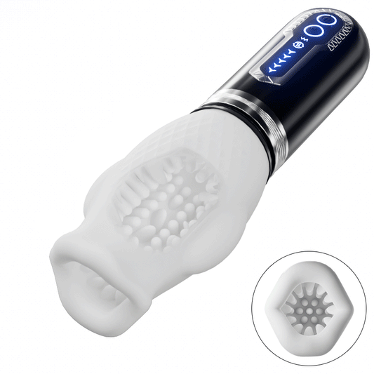 Tornado 3.0 - Dubbele Motor Orale Seks Analoge Masturbator 7 Vibraties 5 Intrekkingen 5 Rotatie