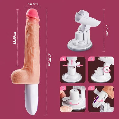 Stretch Lover Dildo 8 Telescopische Roterende Vibraties en Verwarmende