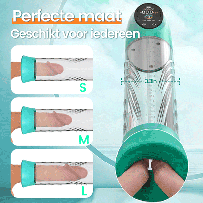 Green Pioneer - 4 drukniveaus en 9 zuigstanden Water Penispomp LCD-scherm