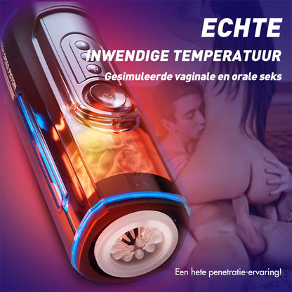 【+Free Lube!!】Leten-X9 IV Upgraded Intrekbare & Verwarmde & Hoorbare Combinatie Mannelijke Masturbator