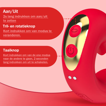 Rozenliefde – 7-Frequentie Vibratie, Schommeling en Tongenlik Vibrator voor Vrouwen