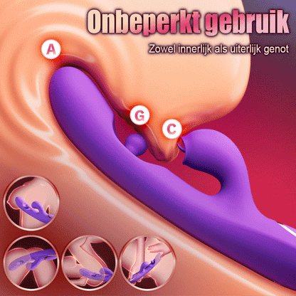 Tonglikkende clitorisstimulator G-spotvibrator met 360° rotatie en wrijfbal