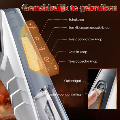Baxter 3 Thrusting 4 roterende mannelijke masturbator met spraakmodus