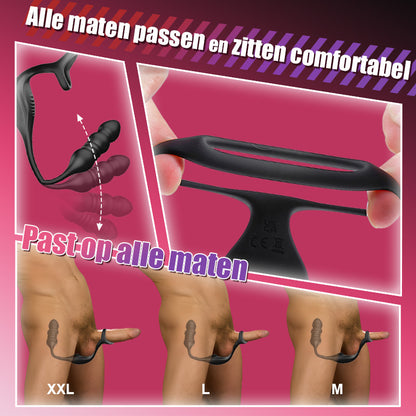 Mike - 9 Draagbare Prostaat Massager met Trillings- en Pulsatiemodi en Cockring