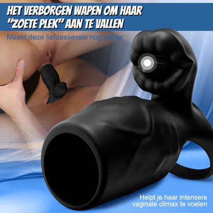 Titan - 9 Vibraties  Gesimuleerde Penis Textuur  Testikel & Penis Dubbele Chastity Ring  Seksueel Speelgoed voor Koppels