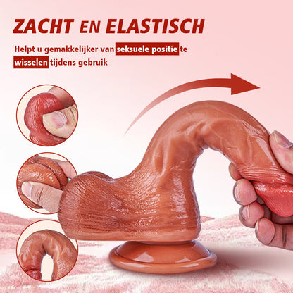 Injectie-Realistische penis met gesimuleerde ejaculatie, 10-frequentie vibratiefunctie, met zuignap