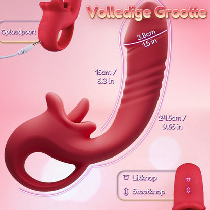 Posy – Upgrade 2.0 Clitorale Vibrator met Taallikfunctie en Stotende G-Spot Stimulatie voor Stellen