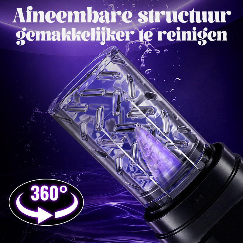 Vortex - 7 Zuigende Dubbele-Temperatuur SPA Boner Vergroter 7 Roterende 360° Massage Masturbator