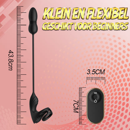 Prostaatstimulator met 9 schok- en vibratieniveaus en testikelstimulator & penisring