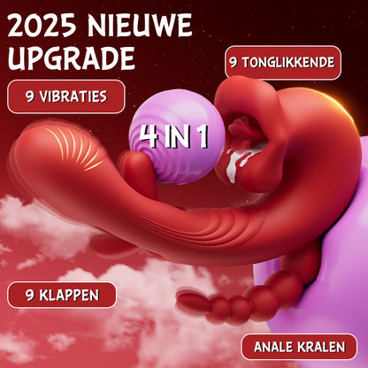 Little Angel - 9-frequenties bijten, vibreren, slaan, stimuleren van de clitoris, vagina en anus tegelijkertijd