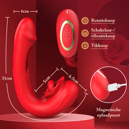 Papaver rhoeas——10-frequentie rotatie + vibratie + klappen, drie-in-één G-spot vibrator