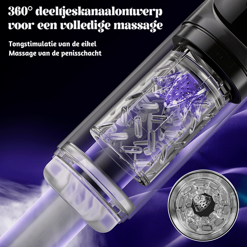 Vortex - 7 Zuigende Dubbele-Temperatuur SPA Boner Vergroter 7 Roterende 360° Massage Masturbator