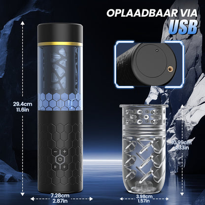 Bluesea 6 Bi-Directionele Duwende Rotatie Masturbator Met Zuigbasis