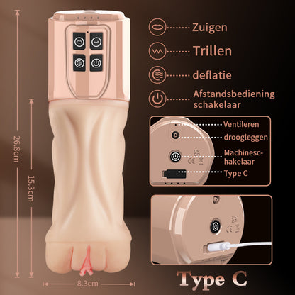 BEYA 5 Zuigen 7 Trillen 2 IN 1 Masturbator Cup