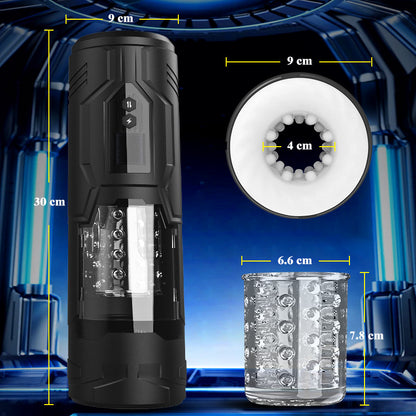 3-in-1 Telescopische, Roterende, Vibrerende, Elektrische masturbatiecup met 7 Frequenties