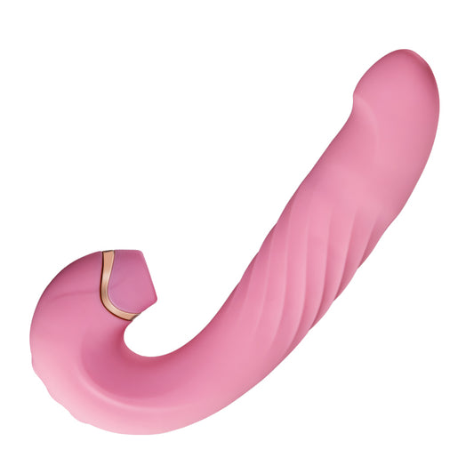 Roze vrouwelijke vibrator 10 zuigkracht 10 vibratie 3 heen en weer