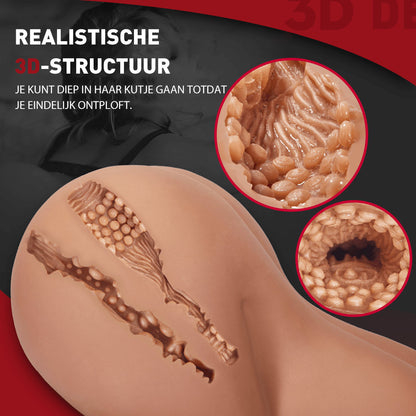 Braun Realistische Masturbator 3D-structuur 2 Liefdestunnels Poesje