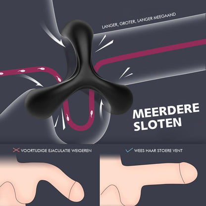 Cockringen drie Ringen Zwart Harder Langer Groter S-HANDE